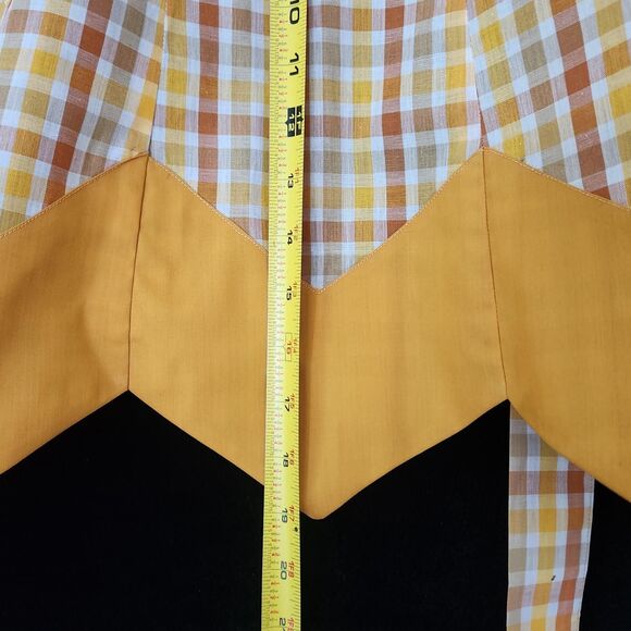 OOAK Half Apron Vintage Kitchen Brown Plaid with Contrasting Chevron Border VTG - Picture 3 of 9